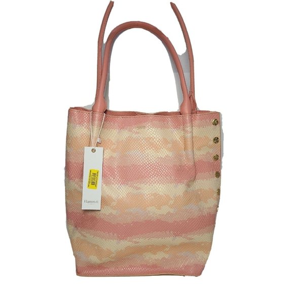 Hammitt Handbags - Hammitt Oliver Medium Tote Pink Himalayan Snake Hobo Leather Bag 10W"x13H" new